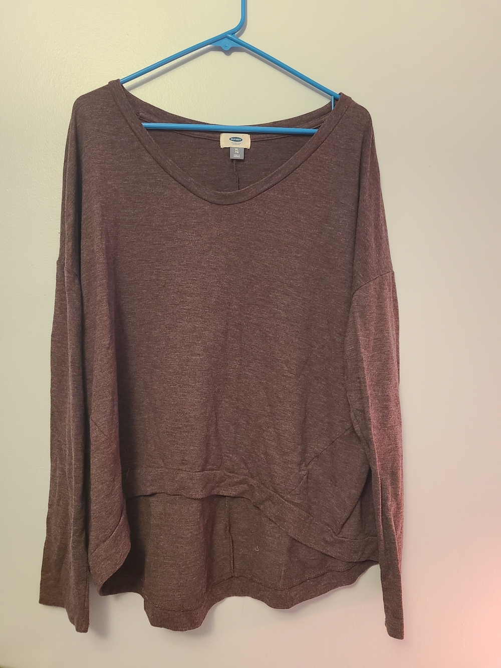 Old Navy Brown Heathered V-Neck Long Sleeve Top